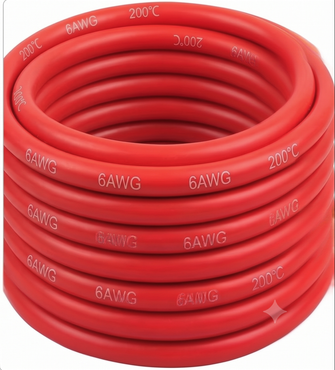 6 AWG Silicone Wire  Tinned Copper Cable,  Flexible High Temp Battery Wire for Automotive Heavy-Duty Use ( per 10FT)